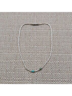 9 Inch Sterling Silver Liquid Silver Turquoise Accent Strand Ankle Bracelet A898
